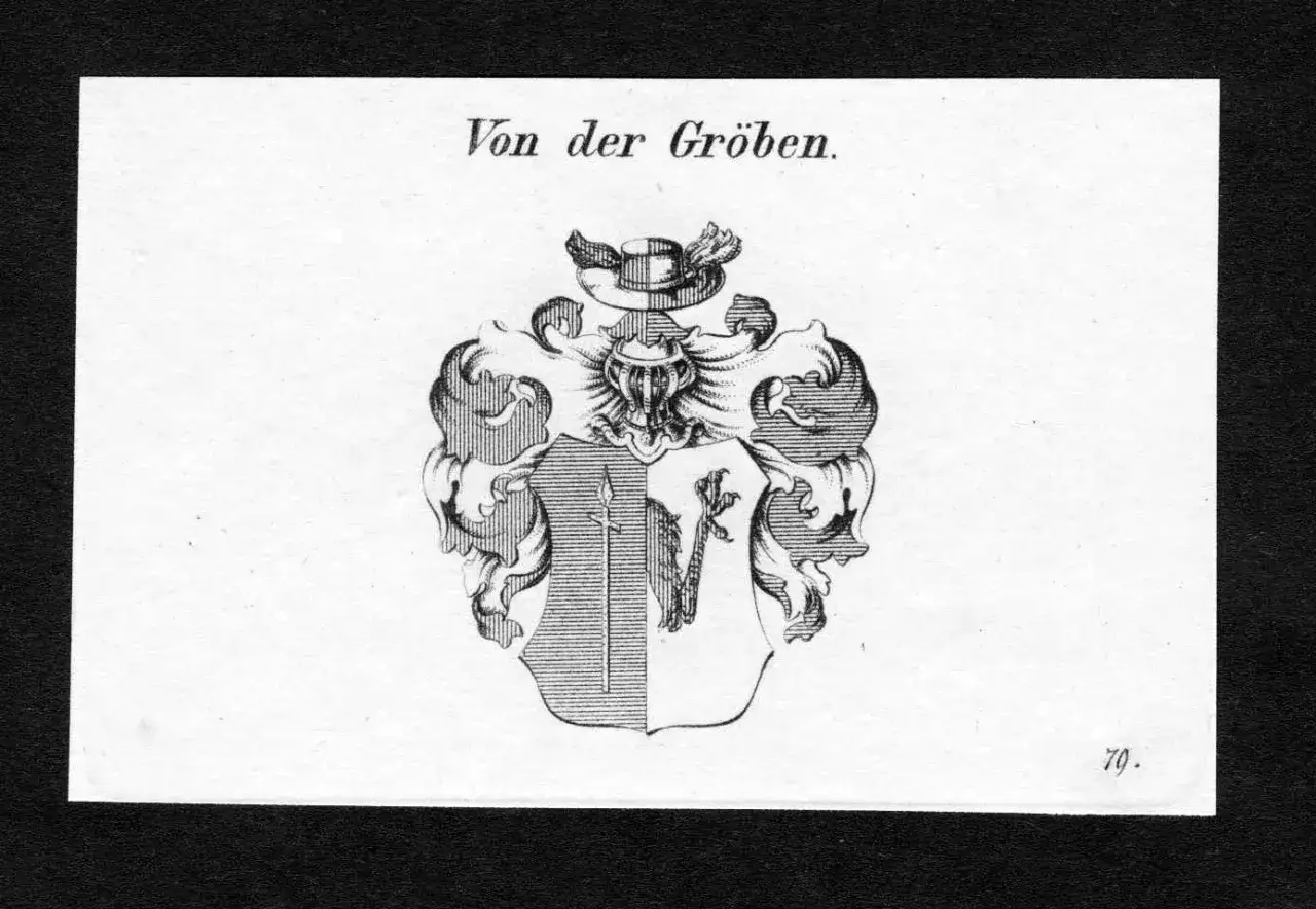 Wappen der Familie von der Gr&ouml;ben mit Helmzier und Schild.